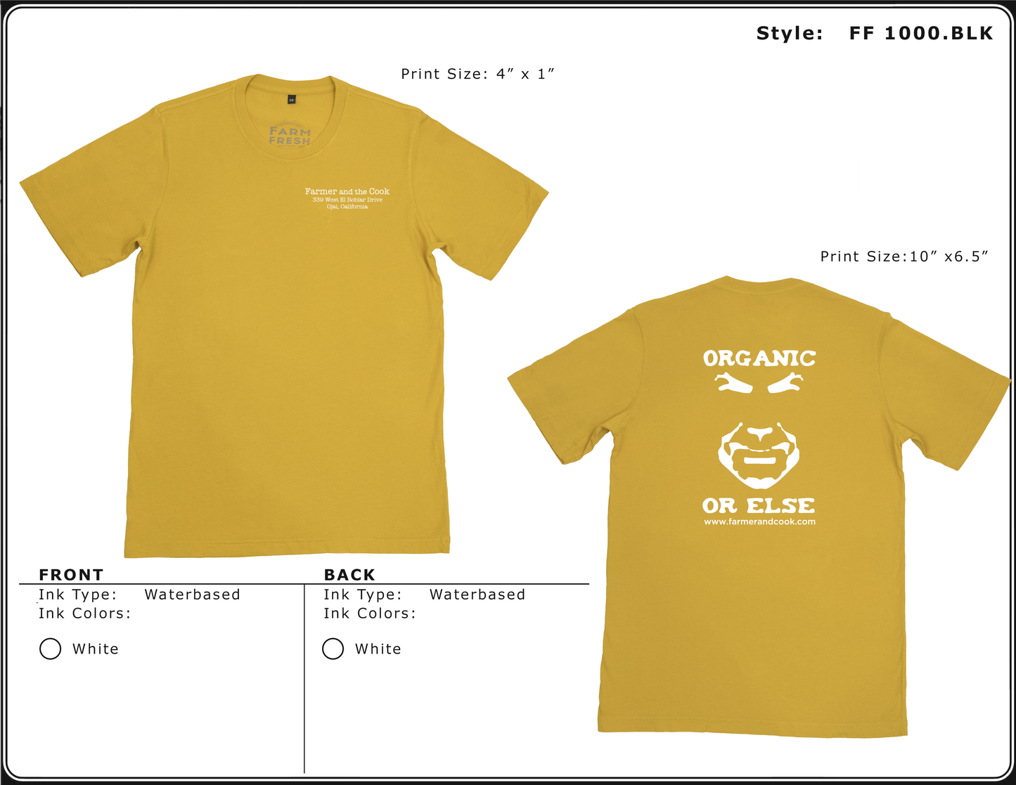 organic or else short sleeve cotton t-shirt-mustard